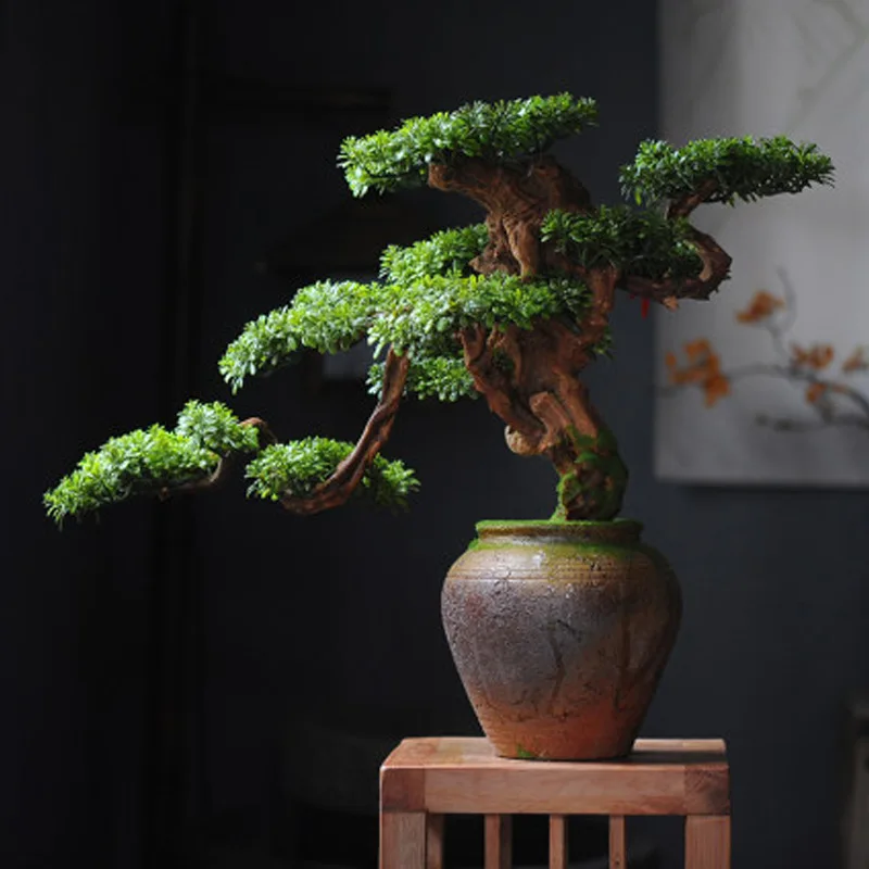 70CM Artificial Large Pine Branch Potted Plants Plastic Desktop Decoration Green Rare Bonsai Hotel Office Home Decor Accessories