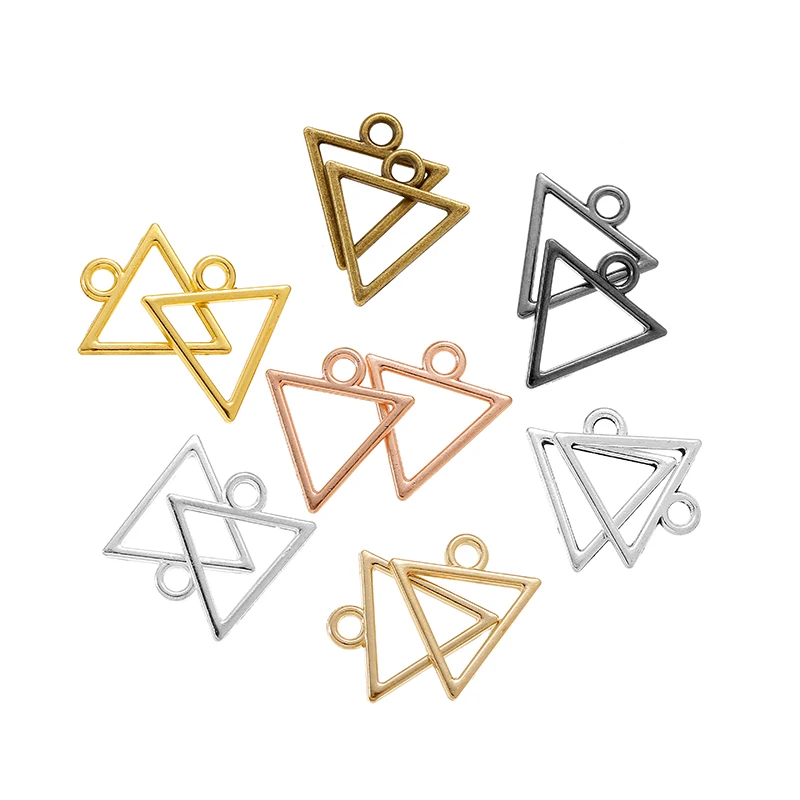 YuenZ 10pcs 7Color Mini Triangle Charm Hollow Glue Blank Pendant Tray Bezel Charms DIY Bracelet Necklace Handmade Bezel Mold