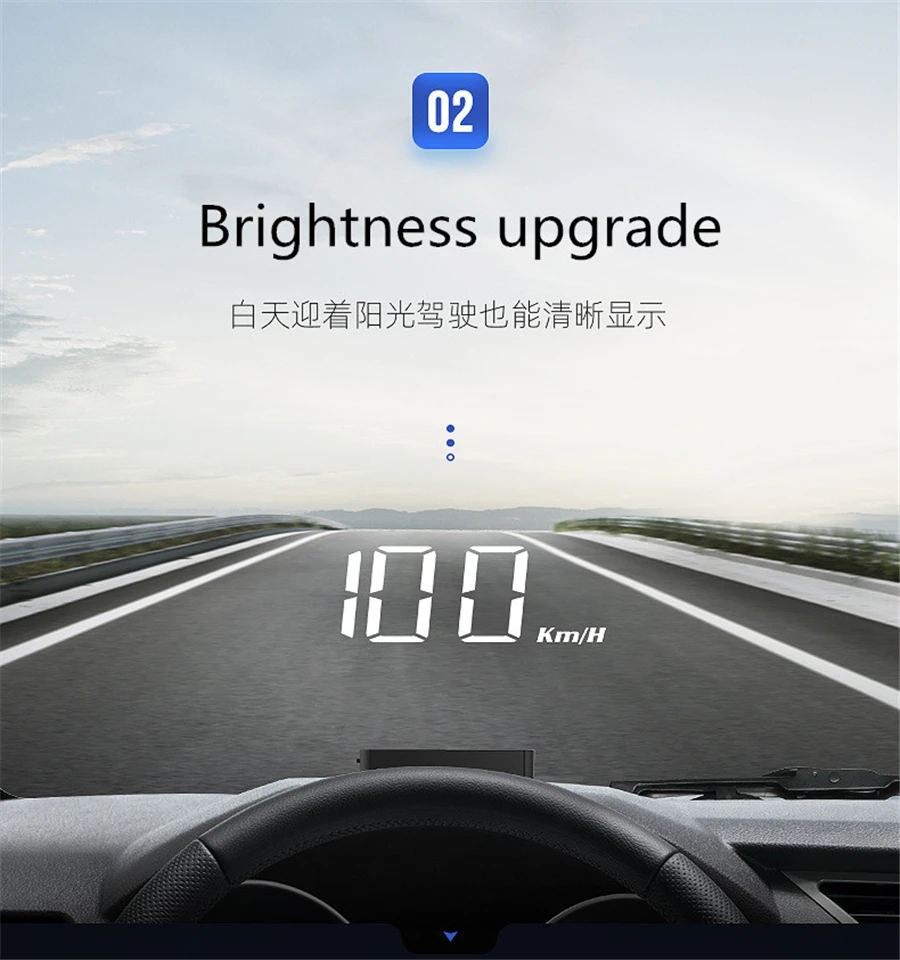 Car HUD OBD2 Head-up Display Windshield Speed Projector Speedometer Windshield KMH/Mile Water TEMP Voltmeter - Image 5