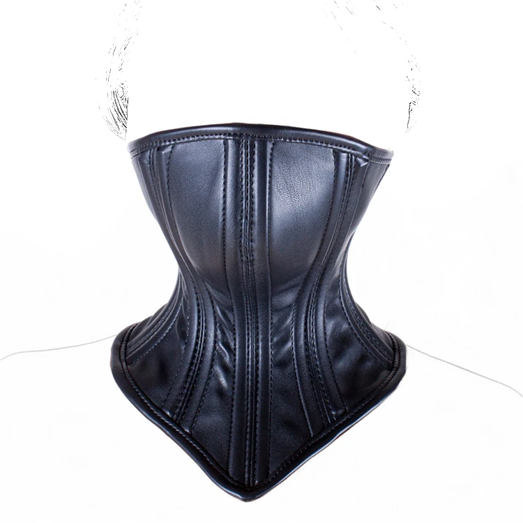 Fetish Adult Sex Bondage Toys Slave Cosplay Tall Leather Posture Choker Stretching Gothic Neck Collar With Adjustable Buckle