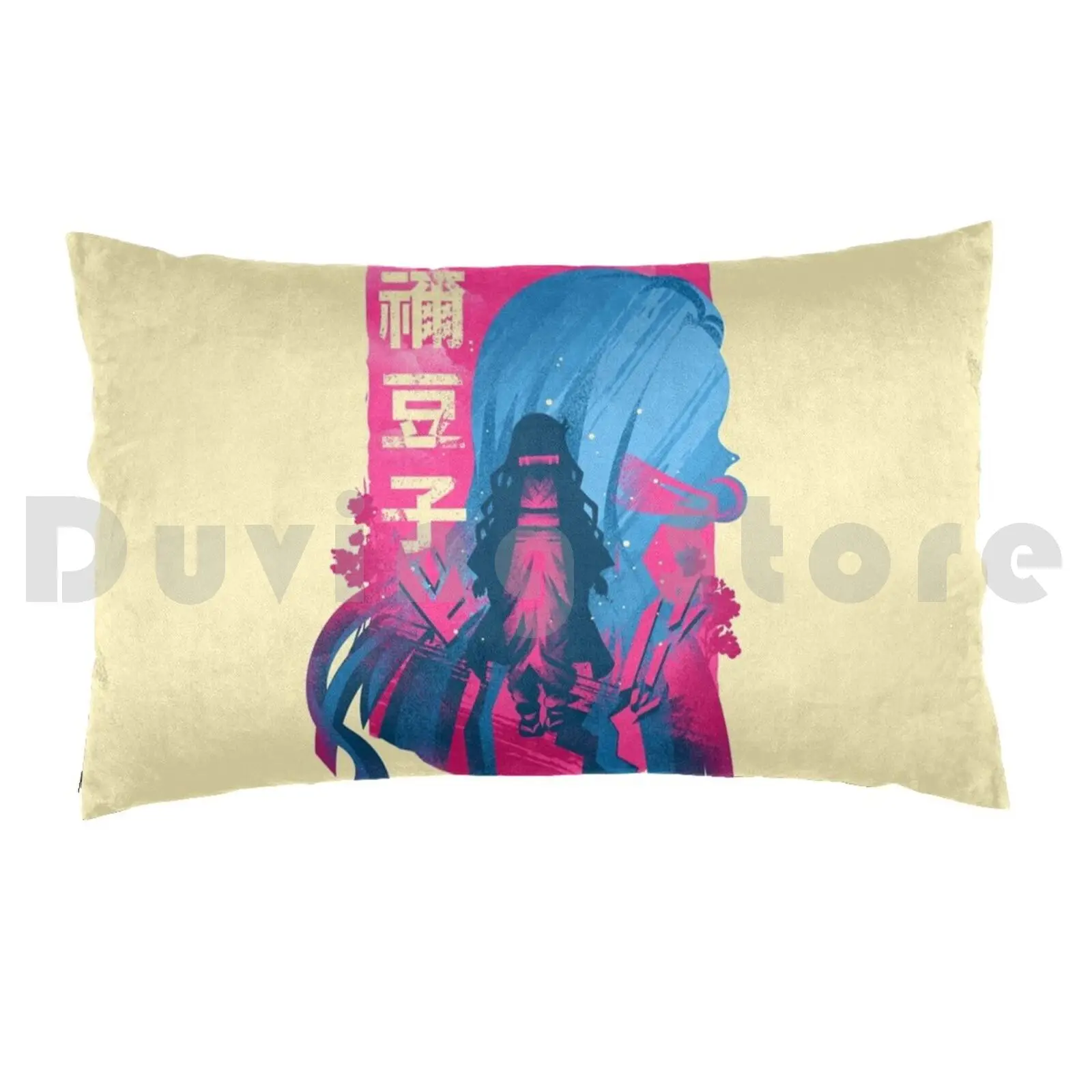 Demon Beauty-Mizuko Pillow Case DIY 50*70 Anime Manga Kimetsu No Yaiba Mizuko Tanjiro Inosuke