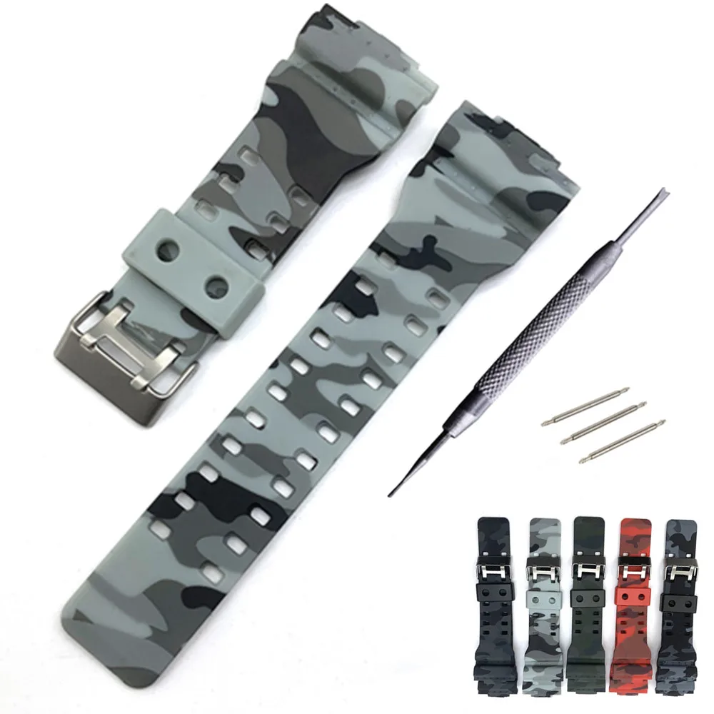 Rubber Watch Strap For G Shock Replacement Black Camouflage Sport Waterproof Watchbands Accessories 16mm Watch Belt
