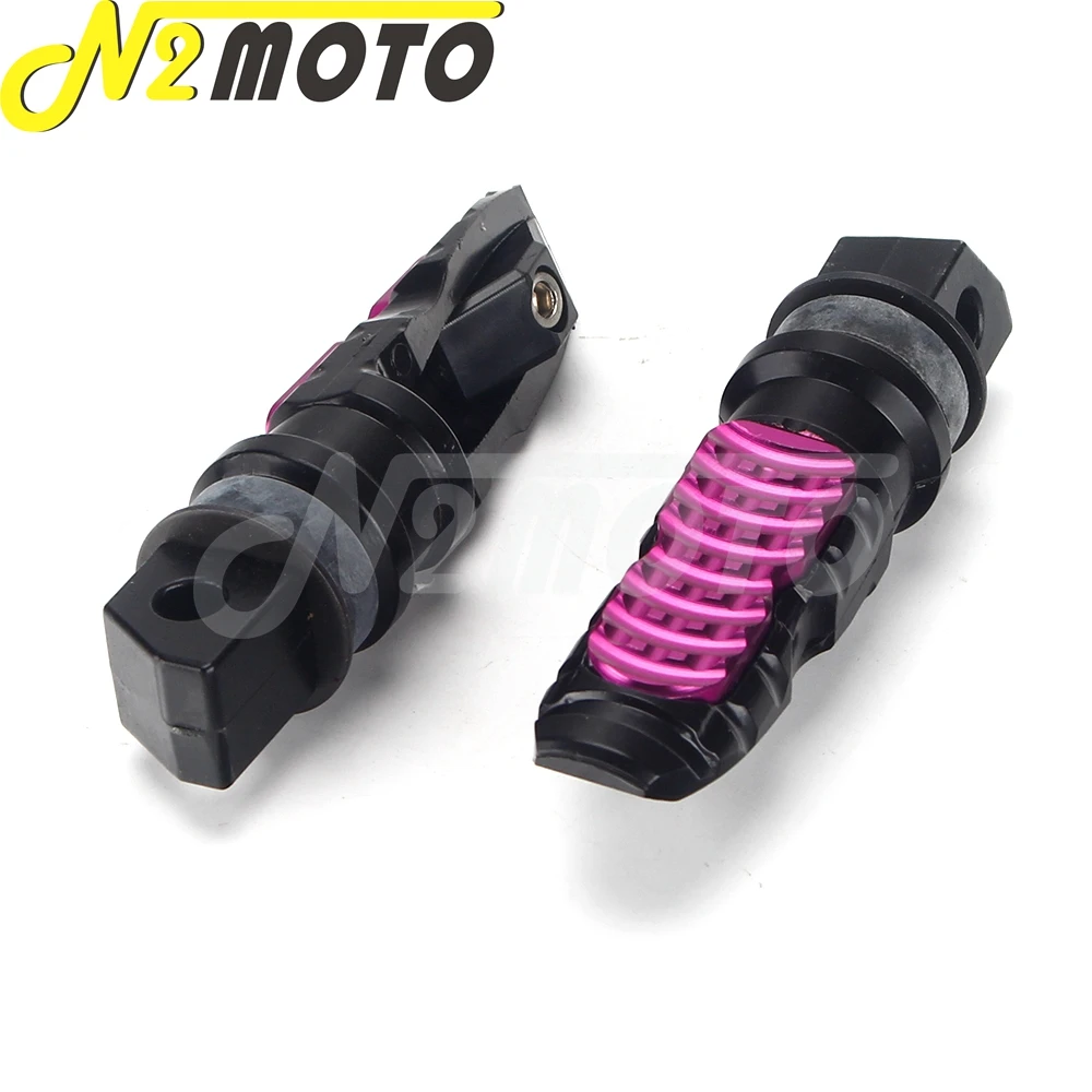 Universal Motorcycle Rear Passenger Footrest Purple Foot Pegs Pedals Scooter Footpeg Motorbike Pedal Modification Aluminum 2pcs