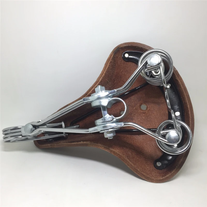 Traditional Old Style Bicycle Saddle Riveting Cow Leather Seat Road MTB Bike Standard Vintage Cushion Cycling Part