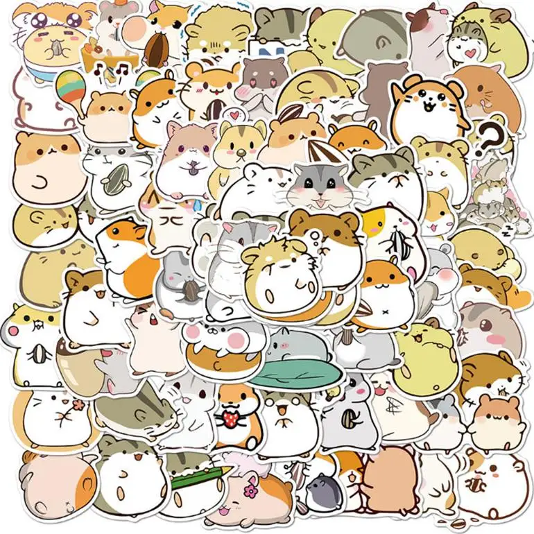 10/30/50pcs Spherical Hamster Graffiti Waterproof Skateboard Travel Suitcase Phone Laptop Luggage Decals Stickers Cute Kids Girl