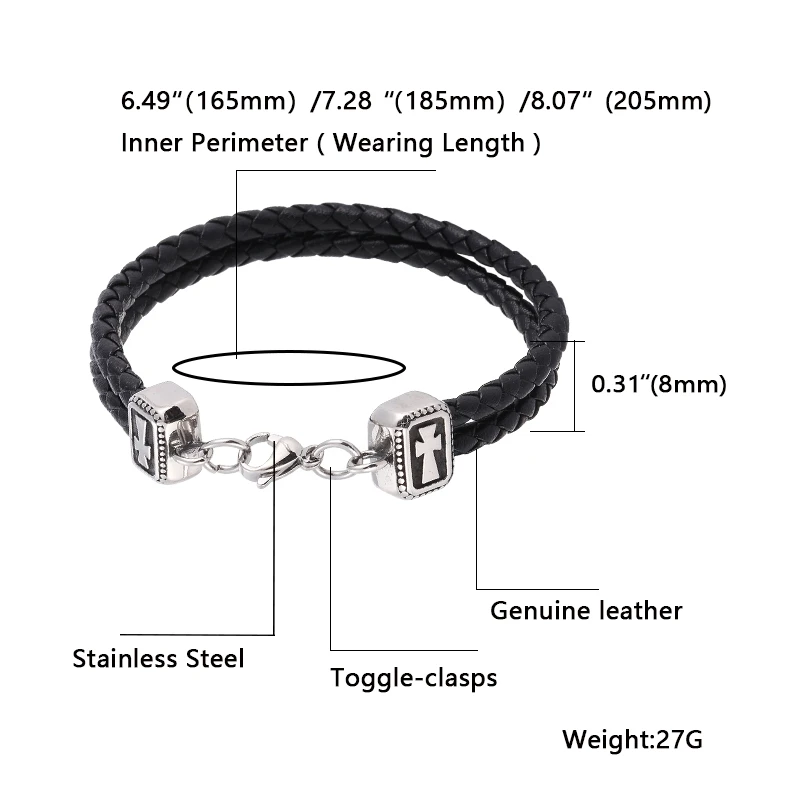 Vera doppia catena in pelle intrecciata nera uomo donna Hot Surfer bracciale Bangle coppie gioielli regalo BB1090