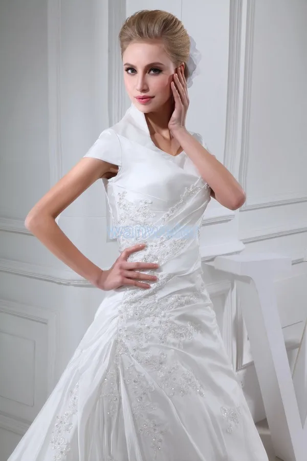 free shipping arrival gówno woman v-neck cap sleeve appliques custom real photo ball gown bridal new Bespoke Wedding Dresses