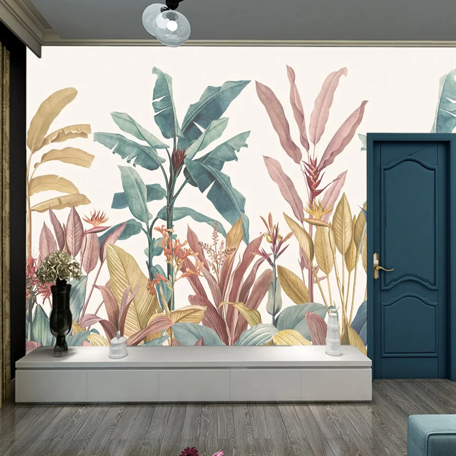 

Custom Self Adhesive Accept Tropical Trees Photo Wallpapers for Living Room Contact Wall Sticker TV Papers Home Decor Printing