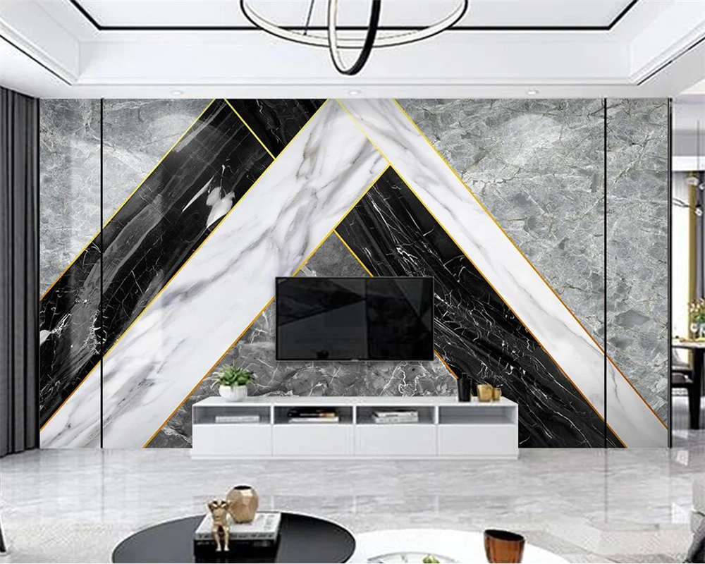 beibehang Customized modern bedroom living room decoration painting combination marble TV background wallpaper papier peint