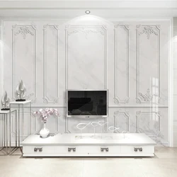 Custom Photo Modern European Grey White Marble 3D Carving Pattern Wallpaper Bedroom Living Room Sofa TV Background Wall Covering