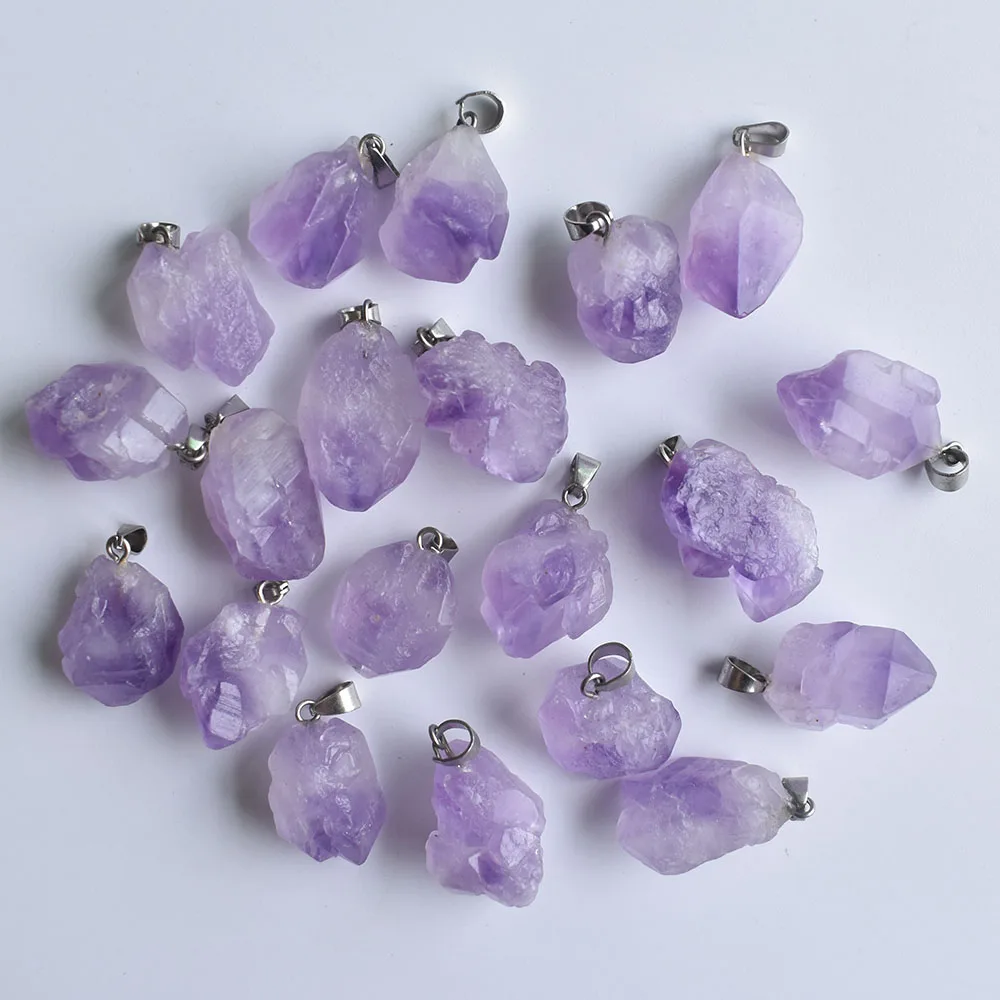 New jewelry hot selling Natural stone amethysts Irregular shape pendants for jewelry making 24pcs/lot wholesale free shipping