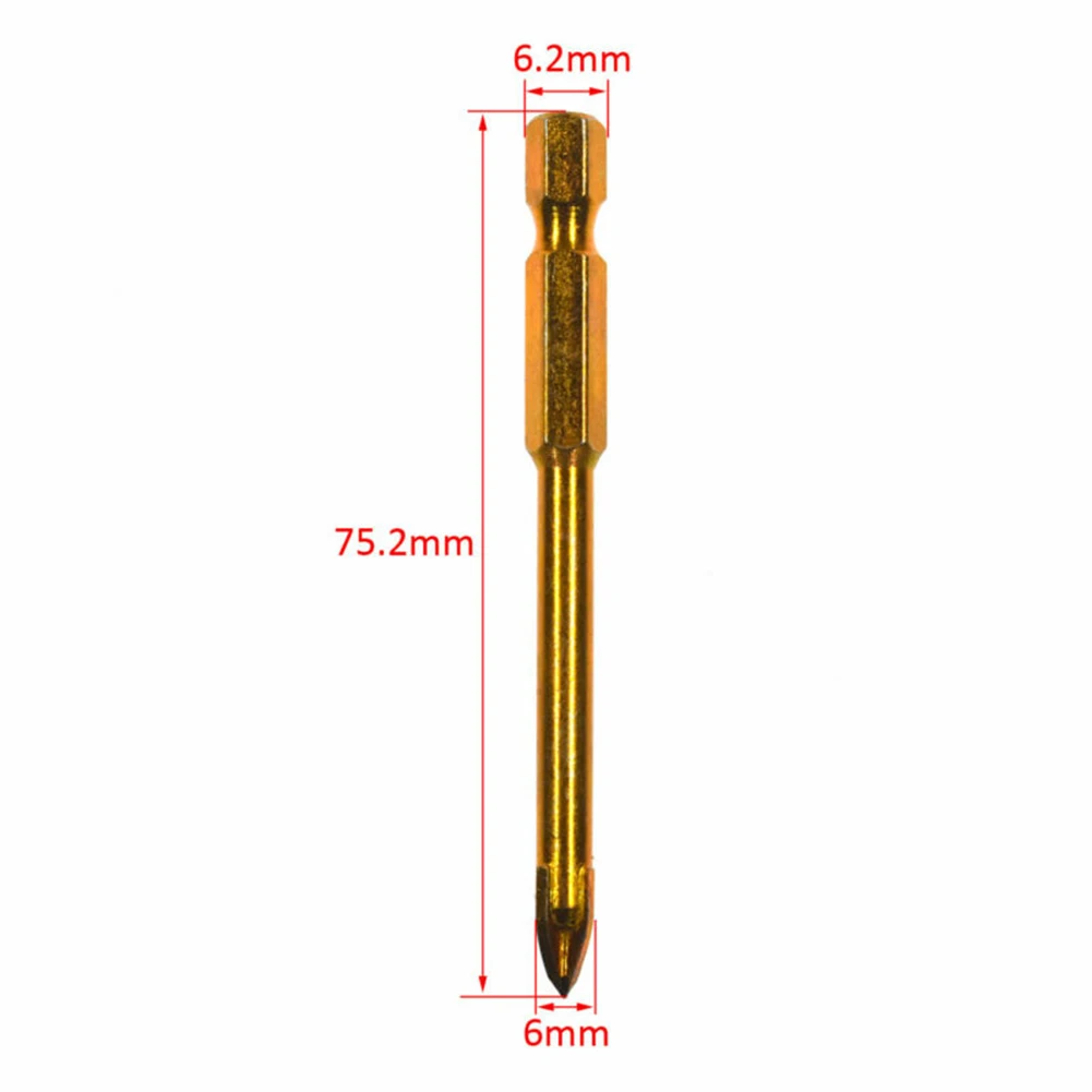 Set di punte per trapano in vetro con codolo esagonale da 5mm 6mm Set di fori per fori in vetro con specchio in marmo rivestito in titanio