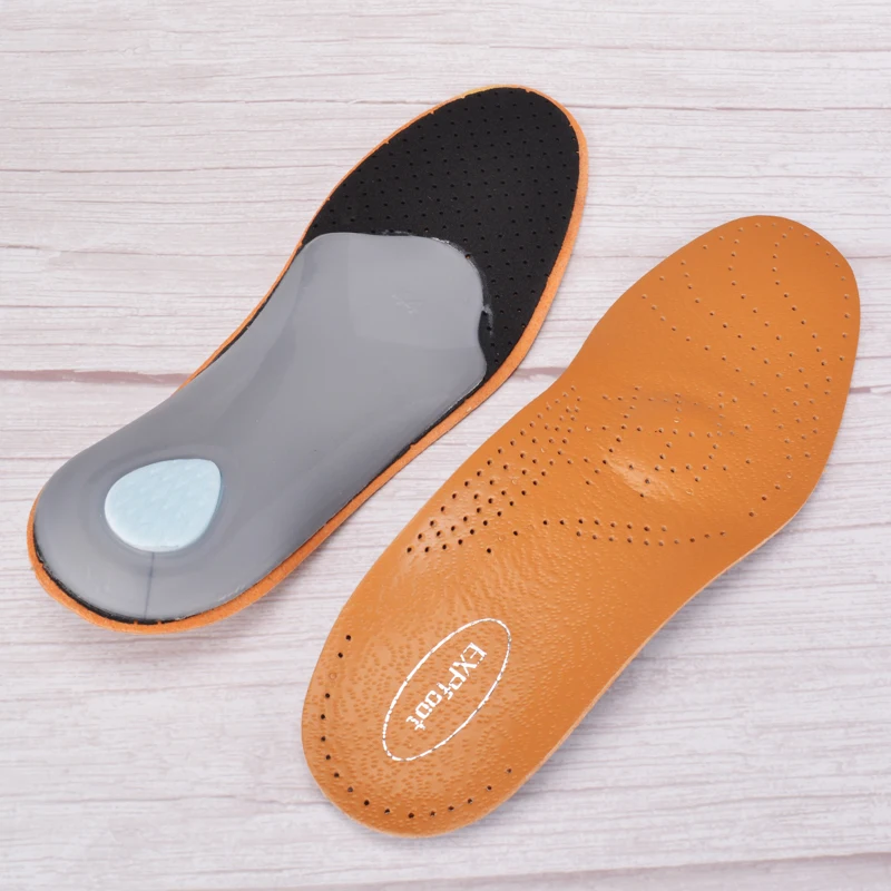 Leather Orthotic Insoles For Flat Feet Arch Support Orthopedic Shoes Sole Insoles For Feet Men Women Children O/X Leg Corrected