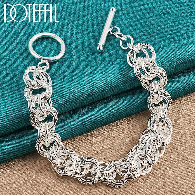 DOTEFFIL 925 Sterling Silver Full Circle Chain Bracelet For Women Man Charm Wedding Engagement Party Fashion Jewelry