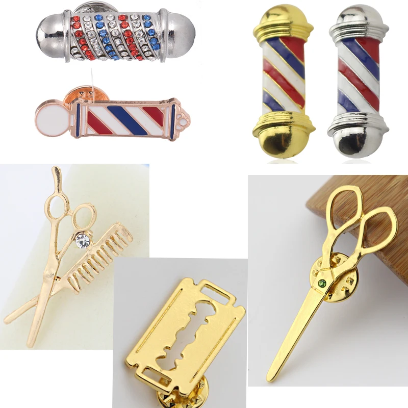 Scissors Comb Brooches Pins Beautician Hair Stylist Lapel Pin Cosmetologist Hairdressers Gift Barber Badge Jewelry Brooch