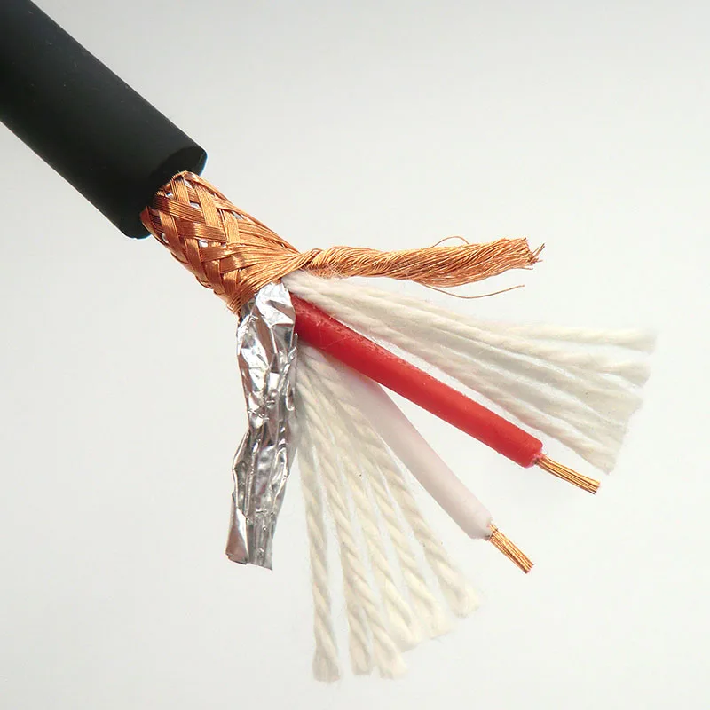 Microphone Cable 2 Core High Flexible Oxygen Free Copper for DIY Installation HiFi Double Shielded Twisted Mic Audio Line