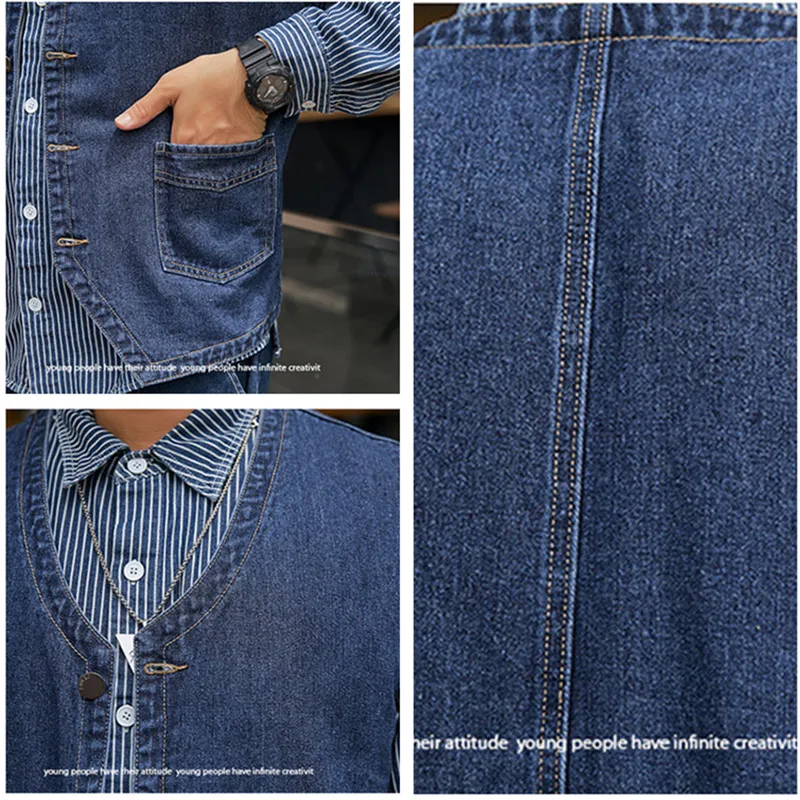 Motorcycle Vest Male Denim Sleeveless Jacket Korean 6XL 7XL 8XL Waistcoat Plus Size Men Style Cowboy Jeans Collarless Ceketler
