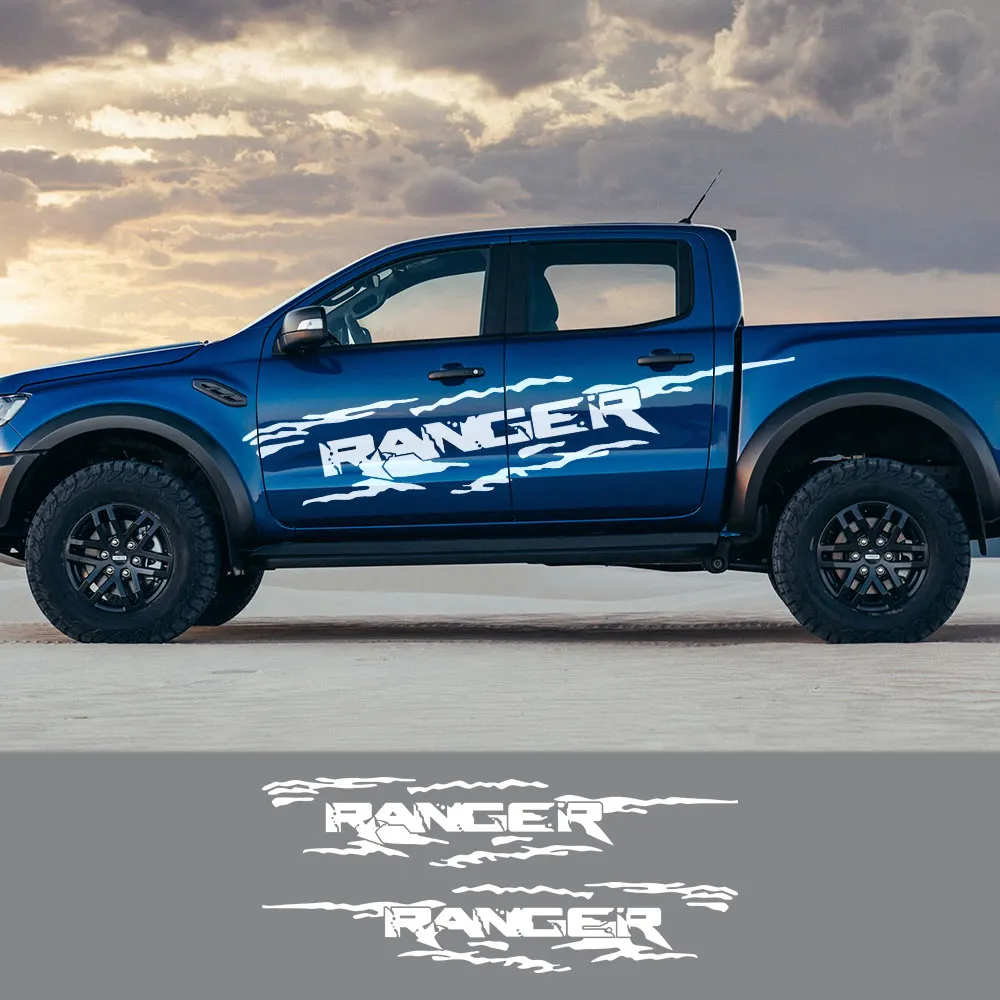 2PCS Off Road Car Styling Door Side PVC Stickers For Ford Ranger Raptor Pickup Auto Vinyl Body Decor Decals Tuning Accessories