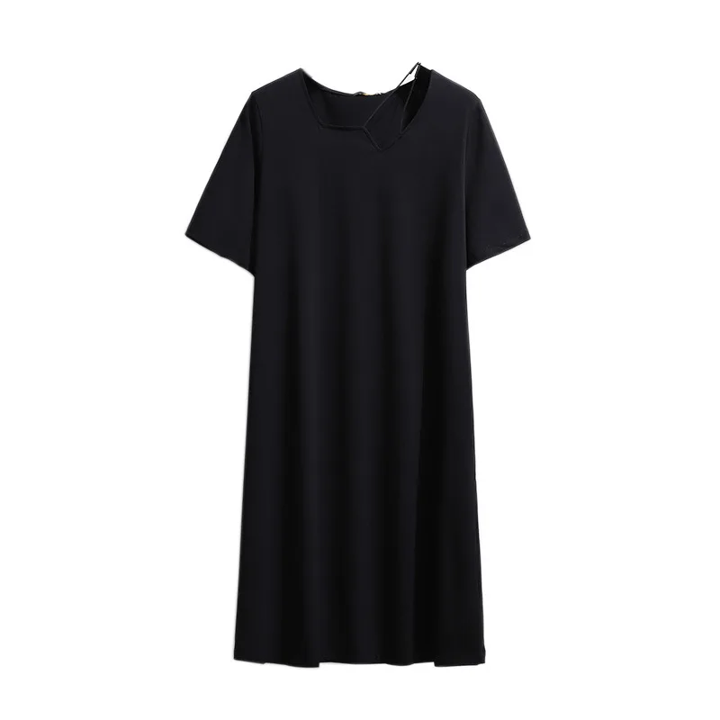 Vestido corto holgado de algodón para verano, minivestido holgado de manga corta para mujer, talla grande 3XL, 4XL, 5XL, 6XL, 7XL, 2021