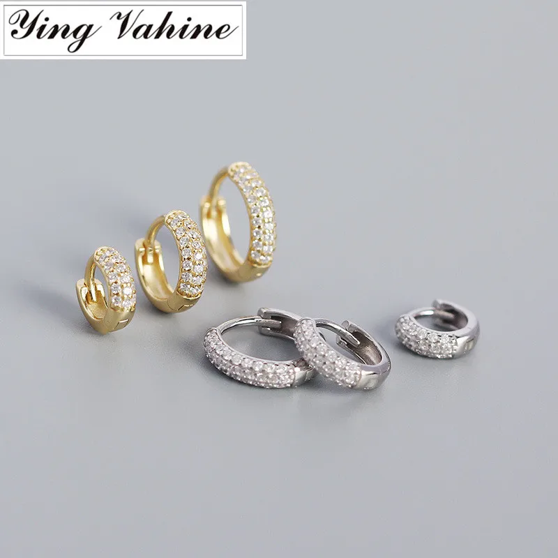 ying Vahine 100% 925 Sterling Silver White Zircon Round Shape Hoop Earrings for Women Jewelry