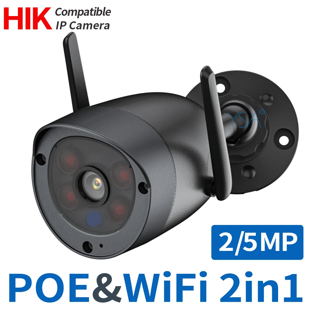 

YSA Wireless WIFI 1080P POE Security IP Camera 5MP HD Outdoor CCTV Surveillance Cam CamHipro APP Onvif-Compatible-Hikvision NVR