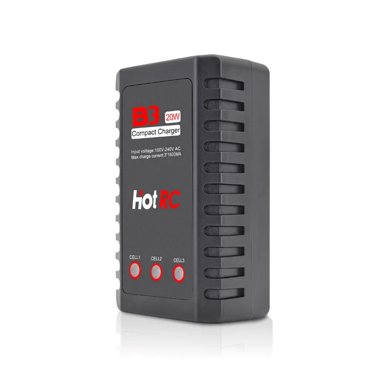 HotRc Imax B3 20W 1.6A Caricabatterie portatile compatto per batteria LiPo RC da 7,4 V 11,1 V EU US