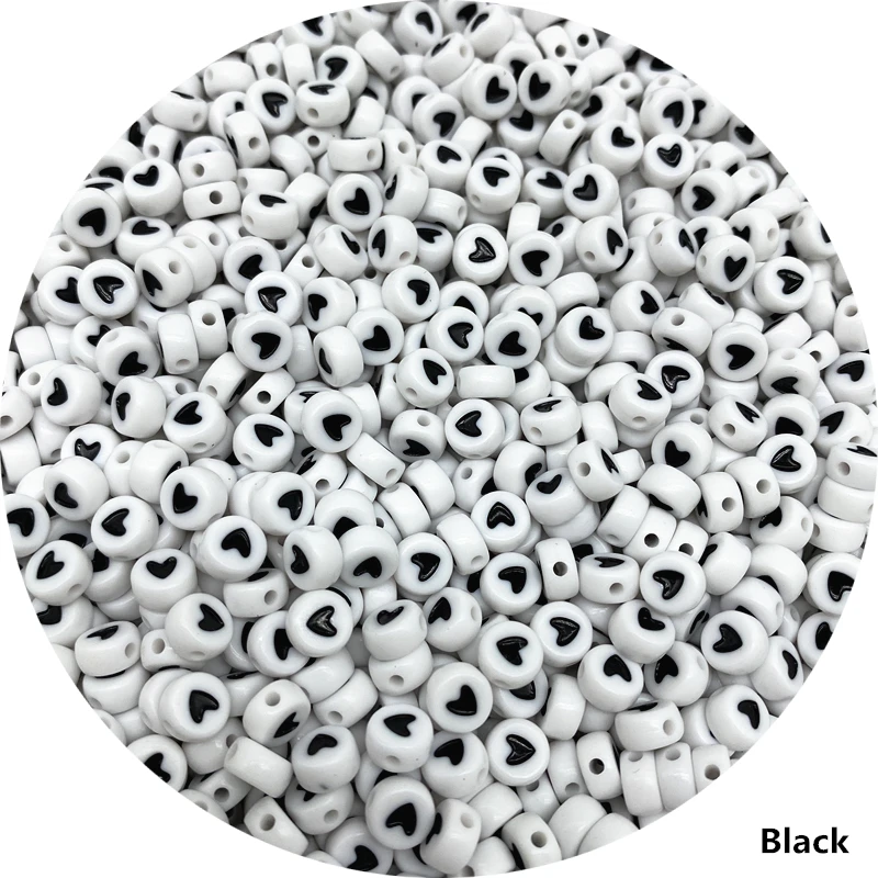 100Pcs Fashion Jewelry Love Heart Acrylic Flat Round Beads for Craft &Jewelry Making DIY #RoLi