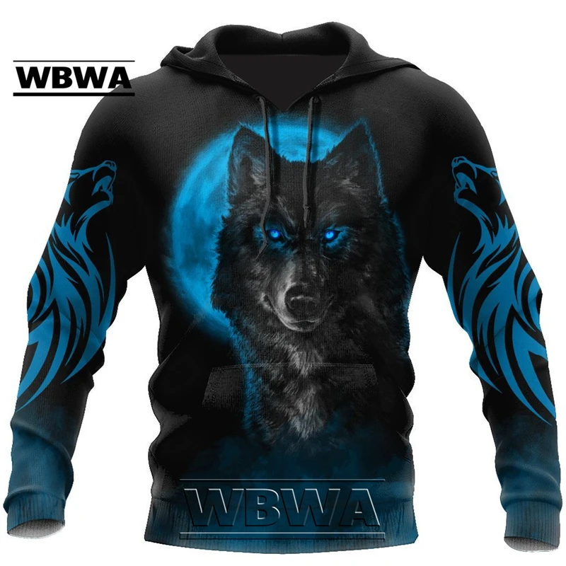 

Beautiful The Blue Moon Wolf 3D All Over Printed Men Hoodie Autumn Unisex Sweatshirt Pullover Casual Streetwear YK122