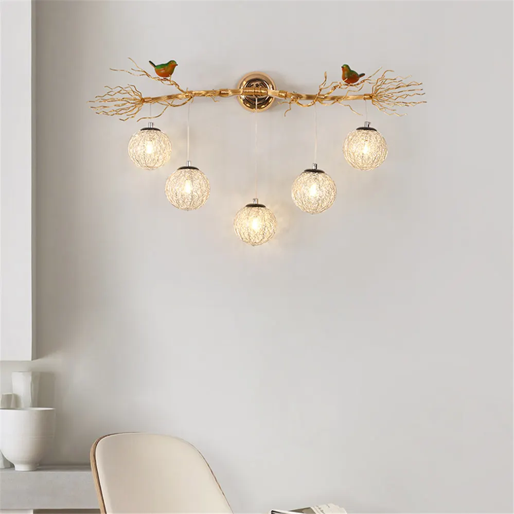 Nordic Bird Nest Aluminum Art Deco Wall Lamp For Dining Room Villa Living Room Corridor Led Sconce Light Romantic Kids Fixtures