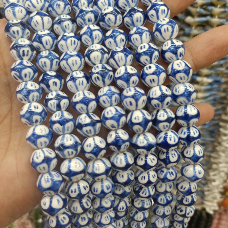 20pcs 10mm Round Hand Painted Ceramic Beads For Jewelry Making Loose Ceramics Bead DIY Bracelet Necklace Earring Accessories