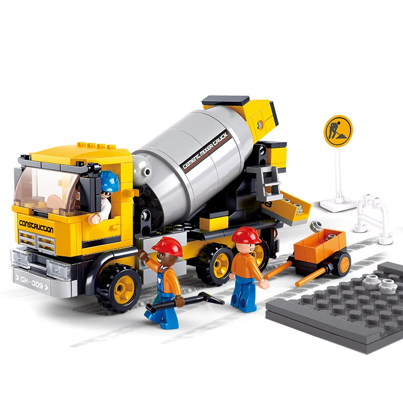 SLUBAN 2021 Mixer Truck City Vehicle Engineer Building Blocks Educational Kit Bricks Classic Construction Sets Model Kids Toys