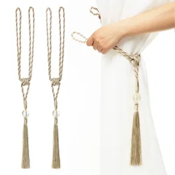 2Pcs Simple Tassels Curtain Tieback DIY Room Accessories Tassels Bead Hanging Ball Holdback Tie Rope Bandage Home Decorative