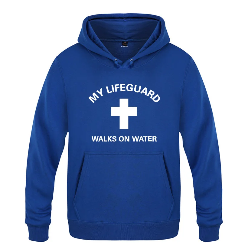 

My Lifeguard Jesus God Christia Print Hoodies Men Fleece Long Sleeve Man's Hooded Sweatshirt Pullover Overcoat Moleton Masculino