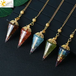 CSJA Divination Pendulum for Dowsing Fortune Telling Reiki Healing 7 Chakra Crystal Pendulums Pendant Stone Pendulo Pendule G865