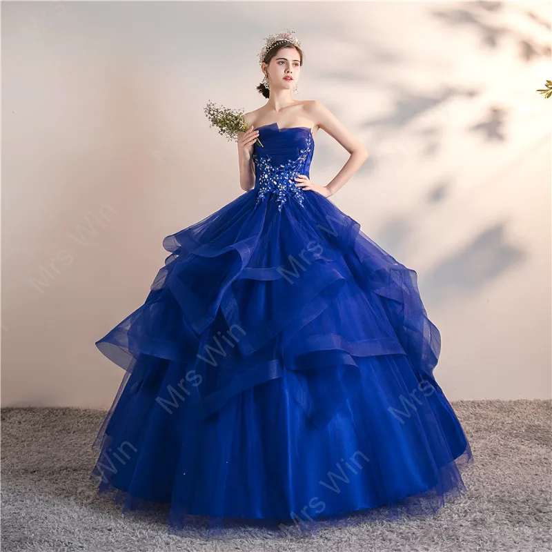 Robe de Rhélégante sans bretelles pour femmes, robes de Quinceanera bleues, 6 couleurs, zones formelles, taille personnalisée, 2023