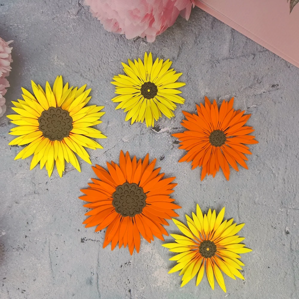 Alinacutle Metal Cutting Dies Cut 3pc Sunflower Floral Scrapbooking Paper Craft Handmade Album Card Punch Art Cutter