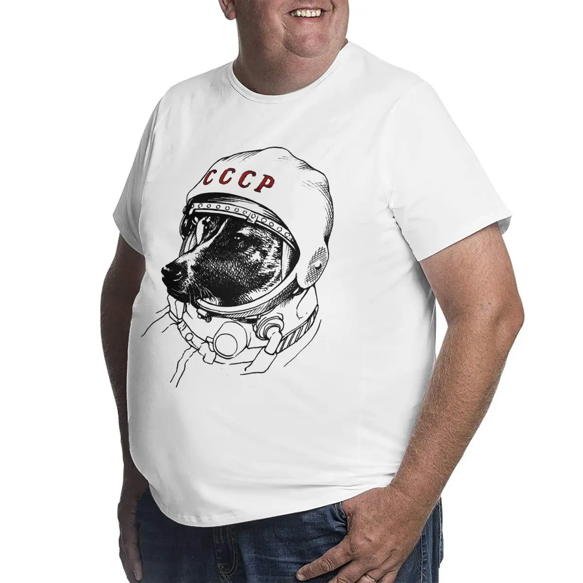 Men CCCP Rusia Tops Space Traveler URSS Comunismo Astronauta Dog T Shirt Vintage Big Tall Tee Shirt Large 4XL 5XL 6XL T-Shirts