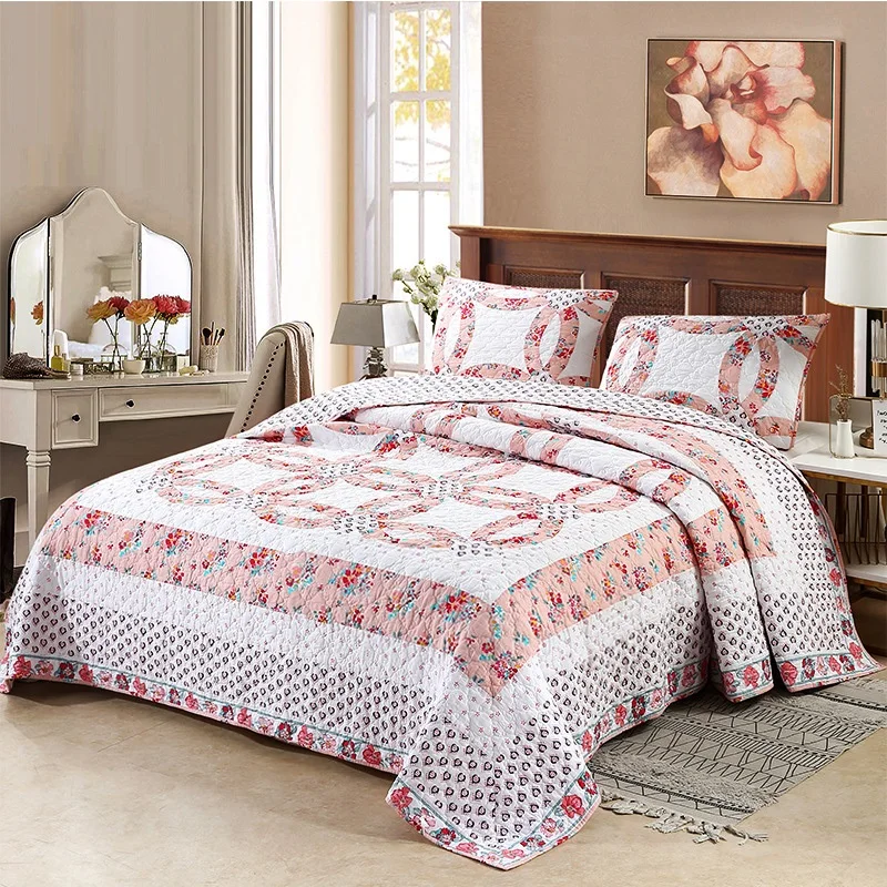 Cotton Bedspread on the Bed Quilt Set 3pcs Patchwork Blanket for Double Bed Cover Pillowcase King Size Summer Quilted Coverlets
