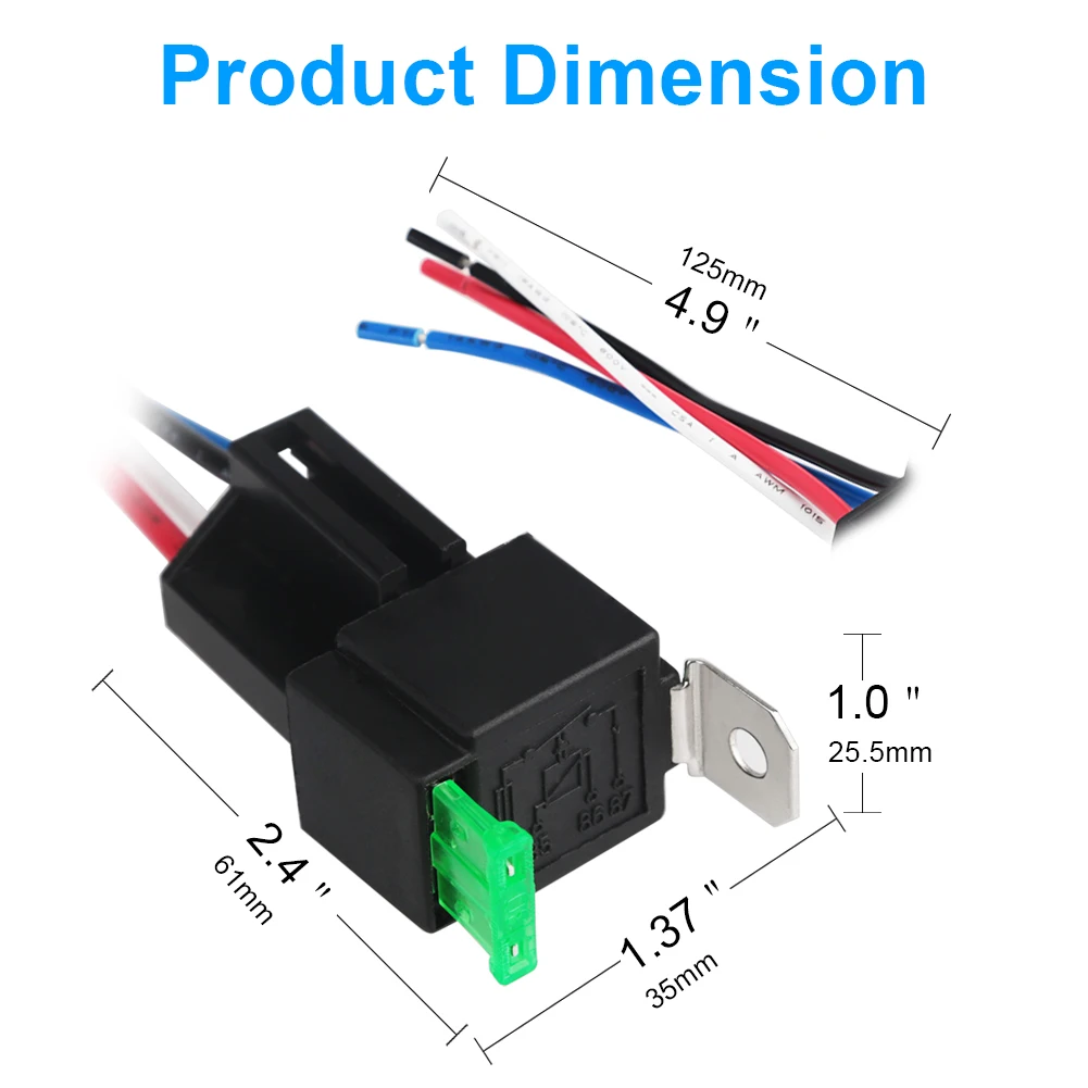 Herorider Switch 30A 4pin Fuse Relay Switch Harness Set 12V DC SPST Automotive Auto Relay With Relay Socket Relays Kit