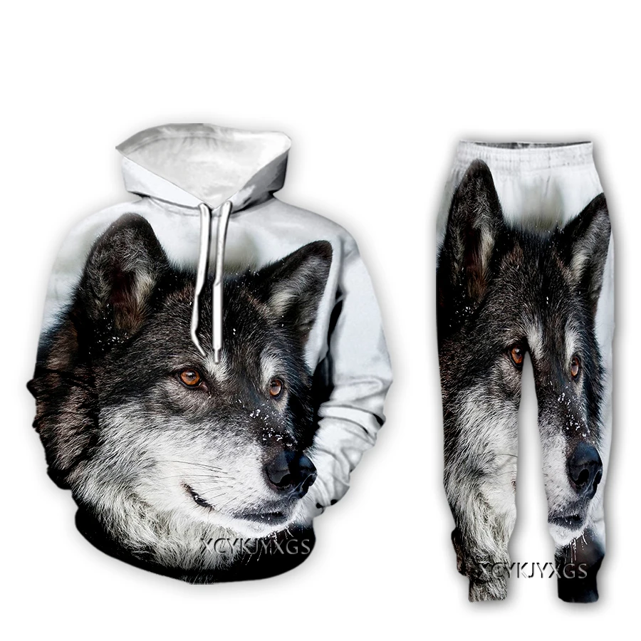 

xinchenyuan New Men/Women Animal Wolf 3D Printed Clothing Long Sleeve Fashion Sweatshirt Hoodies Sport Long Pants Z45