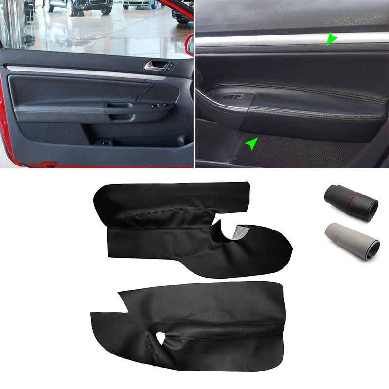 

For VW Golf 5 MK5 2005 2006 2007 - 2010 only 3 doors Car Microfiber Leather Front 2 Doors Armrest Panel Cover Protective Trim