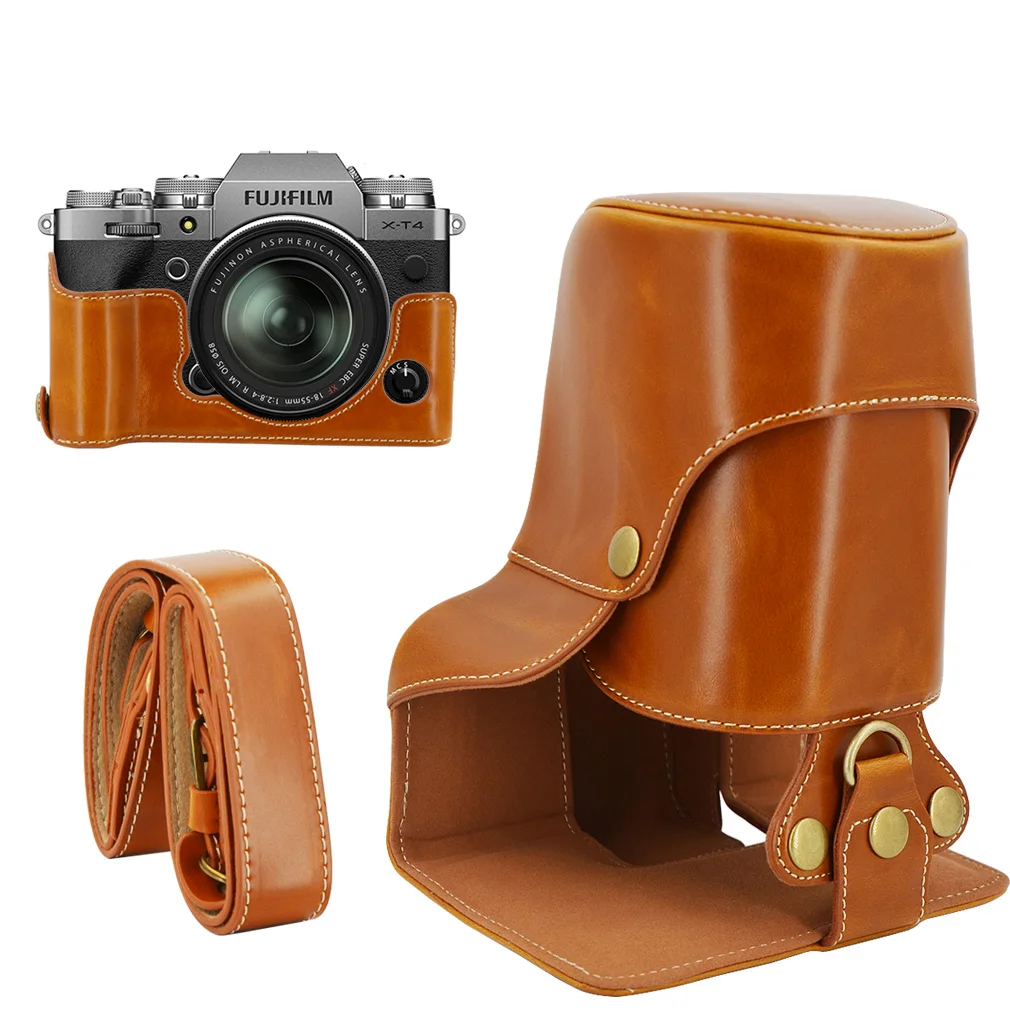 XT4 Camera Case PU Leather Half case Cover For Fujifilm XT2 XT3 XT4 XT-4 protective shell With Battery Opening