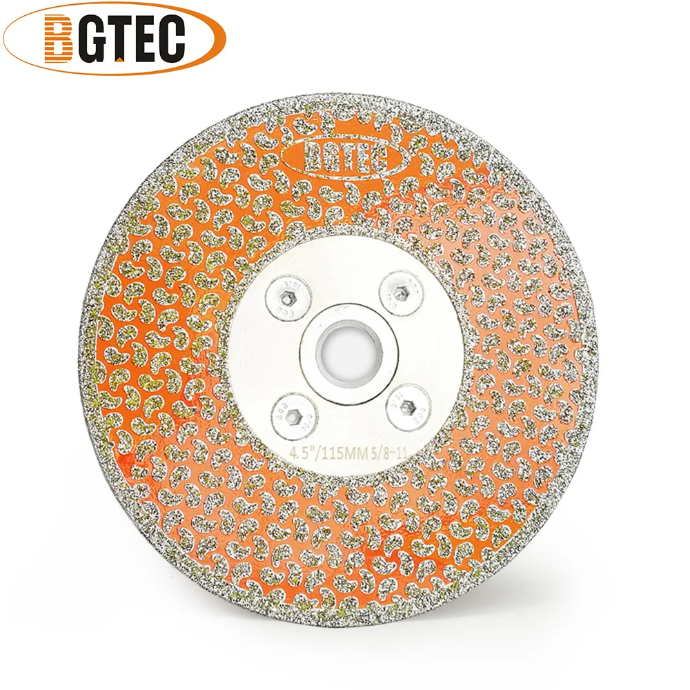 BGTEC 4.5 "Elettrolitico del diamante di taglio e rettifica disco 5/8-11 flangia Singolo lato rivestito 115 millimetri diamante lame granito marmo