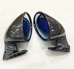 2Pcs Retro Style Vintage Sport Racing Car Side Wing Mirrors Carbon Fiber Look Universal
