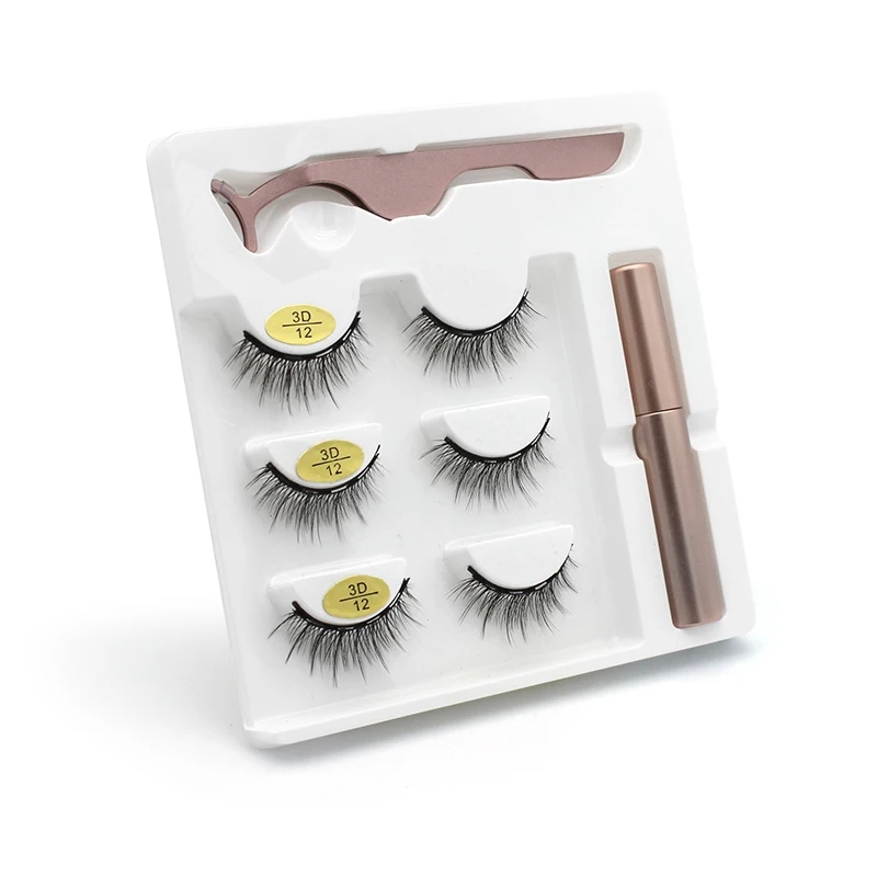 Magnetic Eyelashes 3D Mink Eyelashes Magnetic Eyeliner Magnetic Lashes Short False Lashes Lasting Handmade Eyelash Makeup Tool