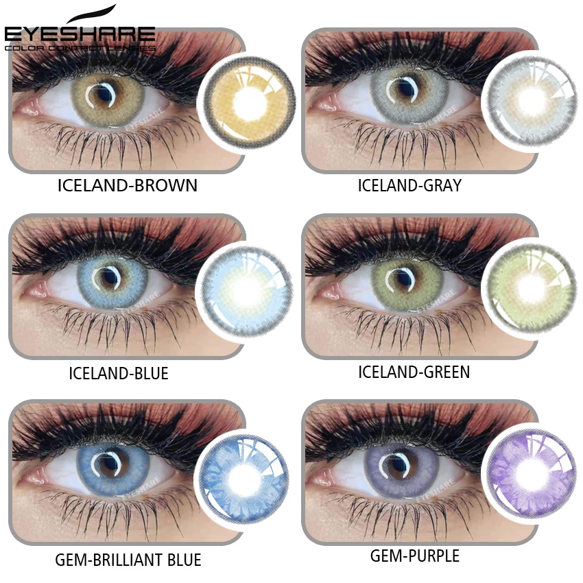 EYESHARE 1 Pair Eye Lenses Iceland Coloured 14.2mm Contact Lenses for Eyes Cosmetic Contact Lens Eye Color Beauty Makeup