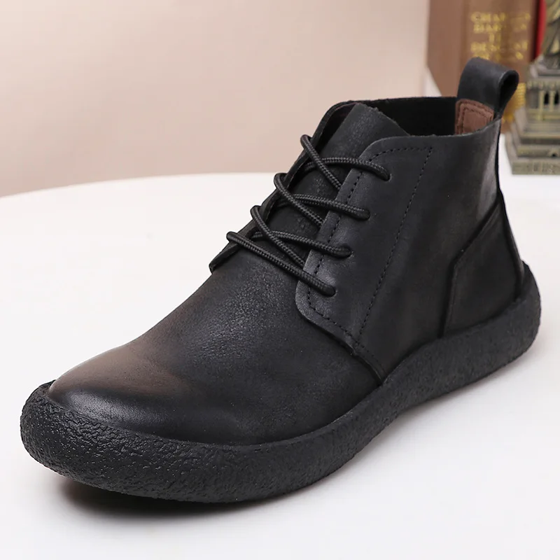 Men Boots Fashion Casual Cowboy Boots Mens Men Boots Genuine Leather New Autumn Winter British Retro Men Shoes All-match Cowhide