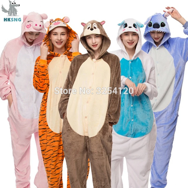 

HKSNG Adult Onesies Fire Dragon Kigurumi Wolf Unicorn Bat Costume Cartoon Pajamas Animal Halloween Party Jumpsuits Pyjamas Suit