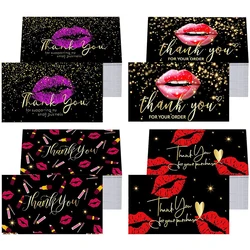 10-50pcs Thank You for Supporting My Small Busines card Red Lips Kiss Love 2*3.5in Baking DIY Packing Flower Gift Wrapping card