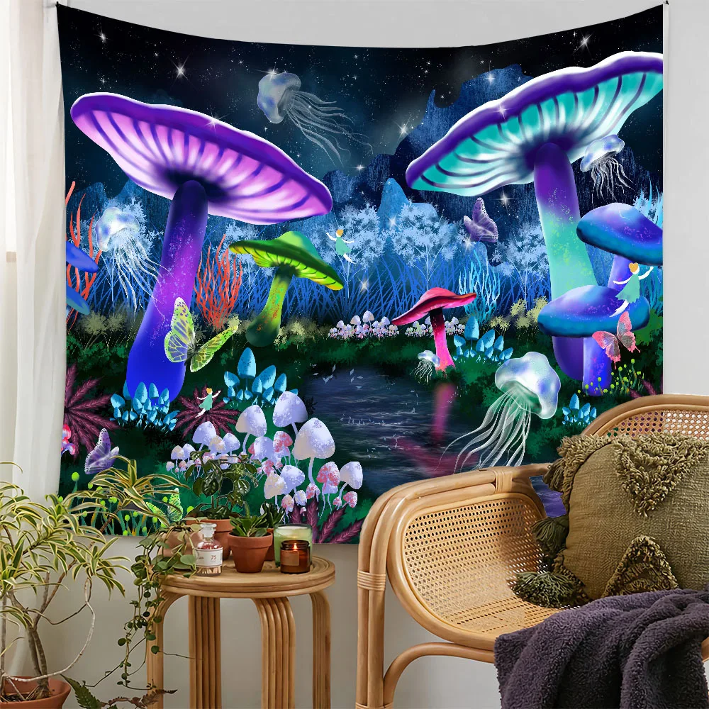 Bohemian Home Decor Wall Tapestry Hanging Huge Mushroom Fairyland Psychedelic Eyes Tapestries Wall Hanging for Room Decor